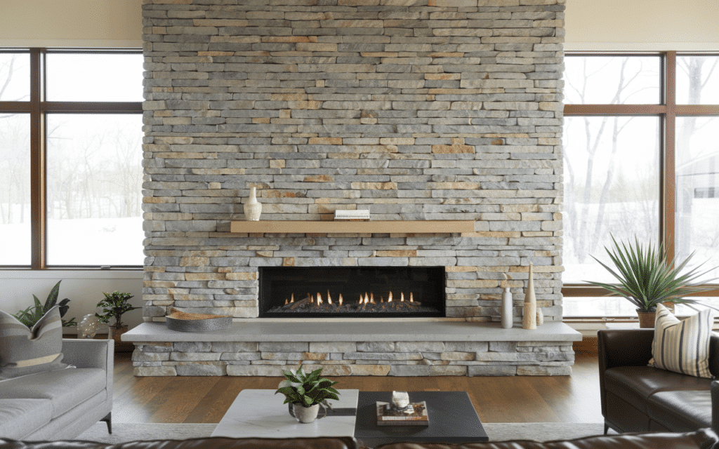Stacked Stone Fireplaces
