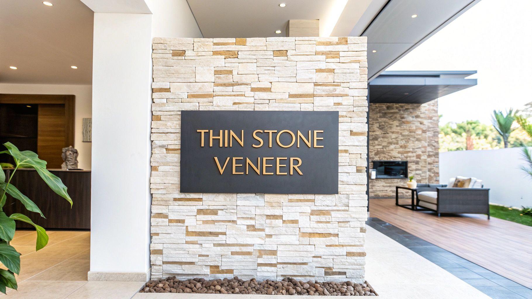 Elegant Beige Stone Veneer Wall suitable for kitchen and living areas