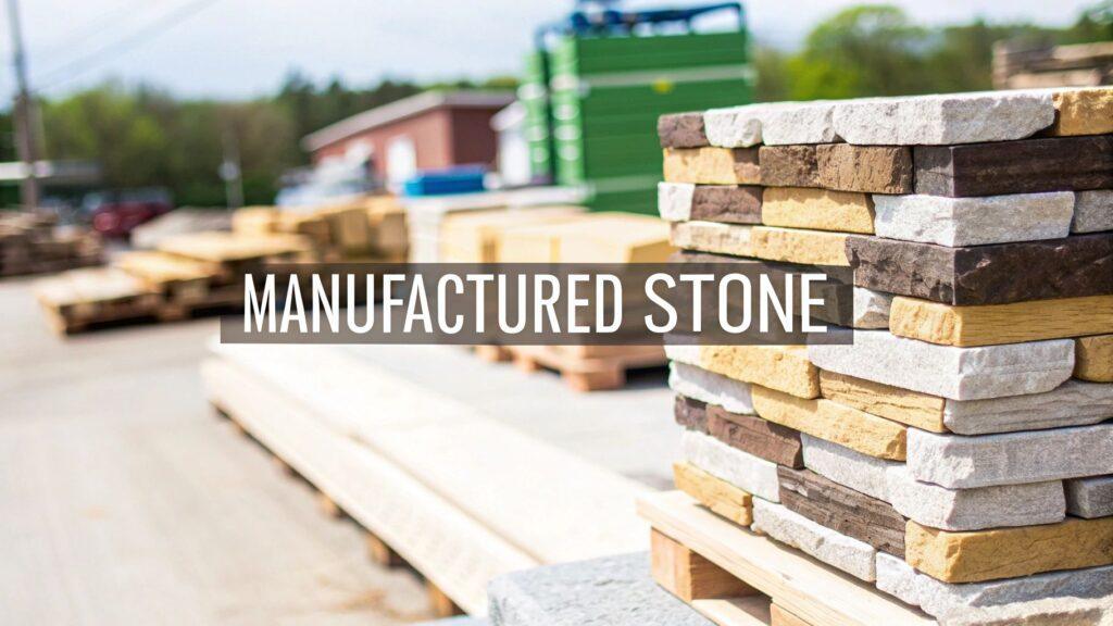 Multi-colored stone veneer with a split-face texture, ideal for creating an attractive accent wall or adding a durable stone facade to any building.