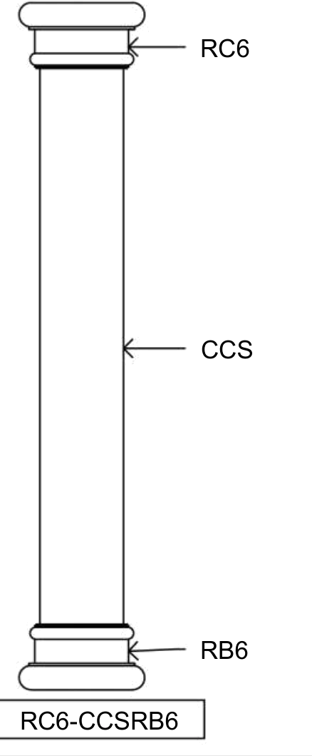 Круглая колонна rc6-ccsrb6 из пенополистирола, профиль EPS, сборка (рифленая/гладкая + основание)