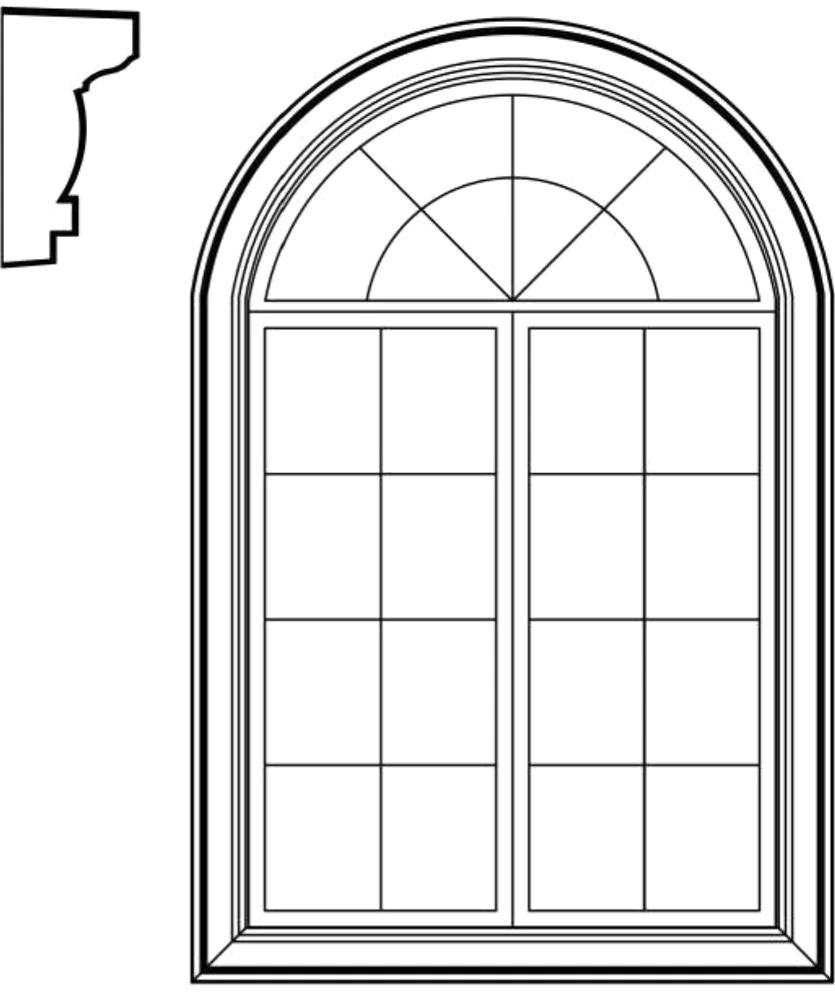 WACA1 arched window EPS window and door accent moulding, base (no sill)