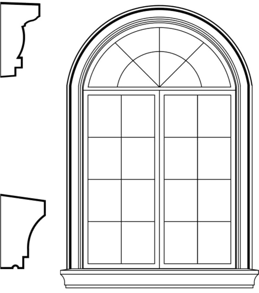WACA1s1 arched window EPS window and door accent moulding, sill style s1