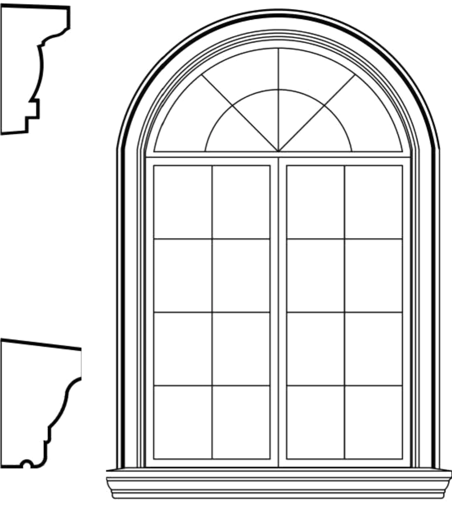WACA1s2 arched window EPS window and door accent moulding, sill style s2