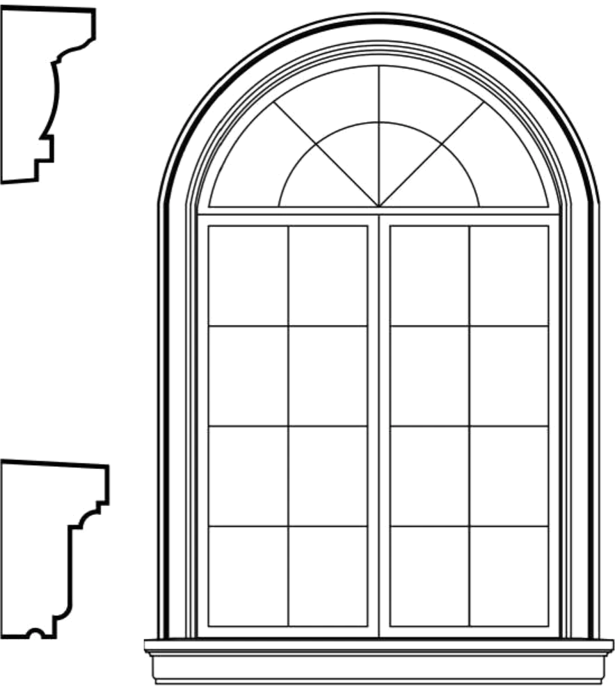 WACA1s3 arched window EPS window and door accent moulding, sill style s3