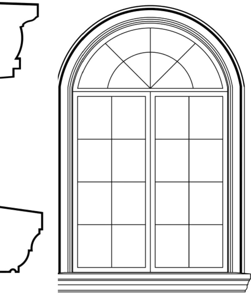 WACA1s4 arched window EPS window and door accent moulding, sill style s4