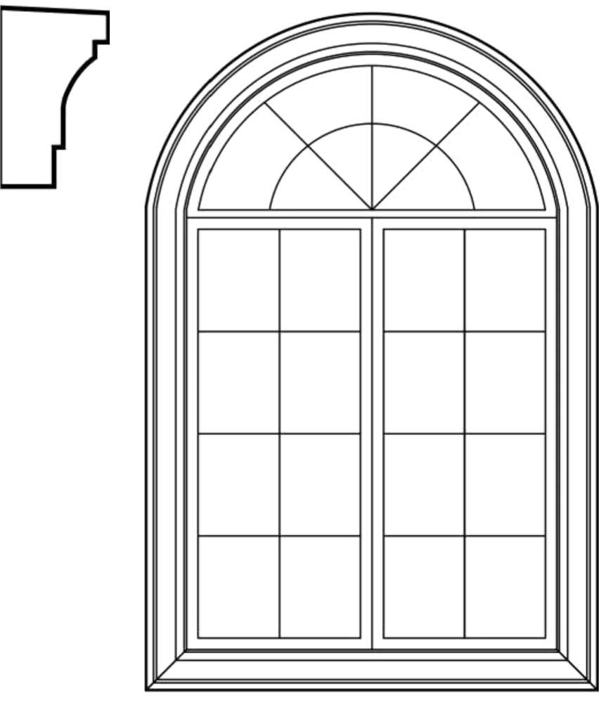 WACA2 arched window EPS window and door accent moulding, base (no sill)