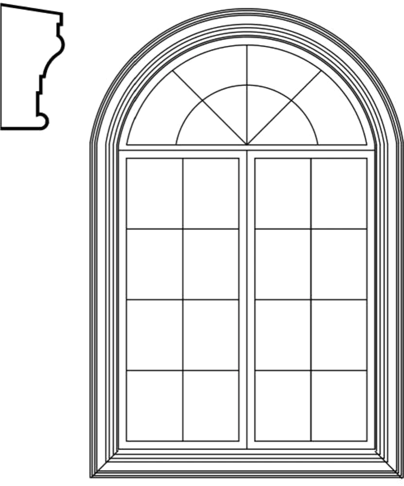 WACA21 arched window EPS window and door accent moulding, base (no sill)