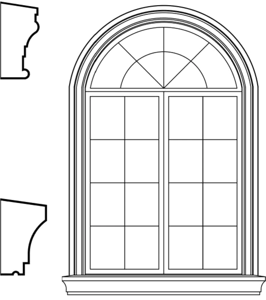 WACA21s1 arched window EPS window and door accent moulding, sill style s1