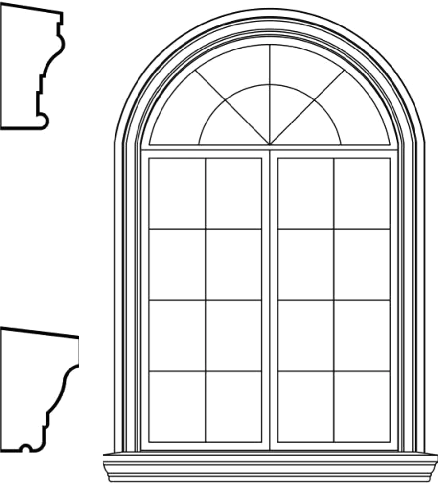 WACA21s2 arched window EPS window and door accent moulding, sill style s2