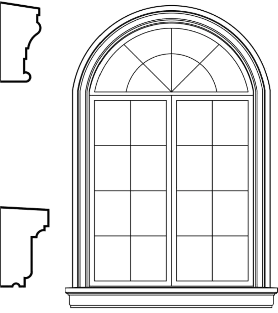 WACA21s3 arched window EPS window and door accent moulding, sill style s3