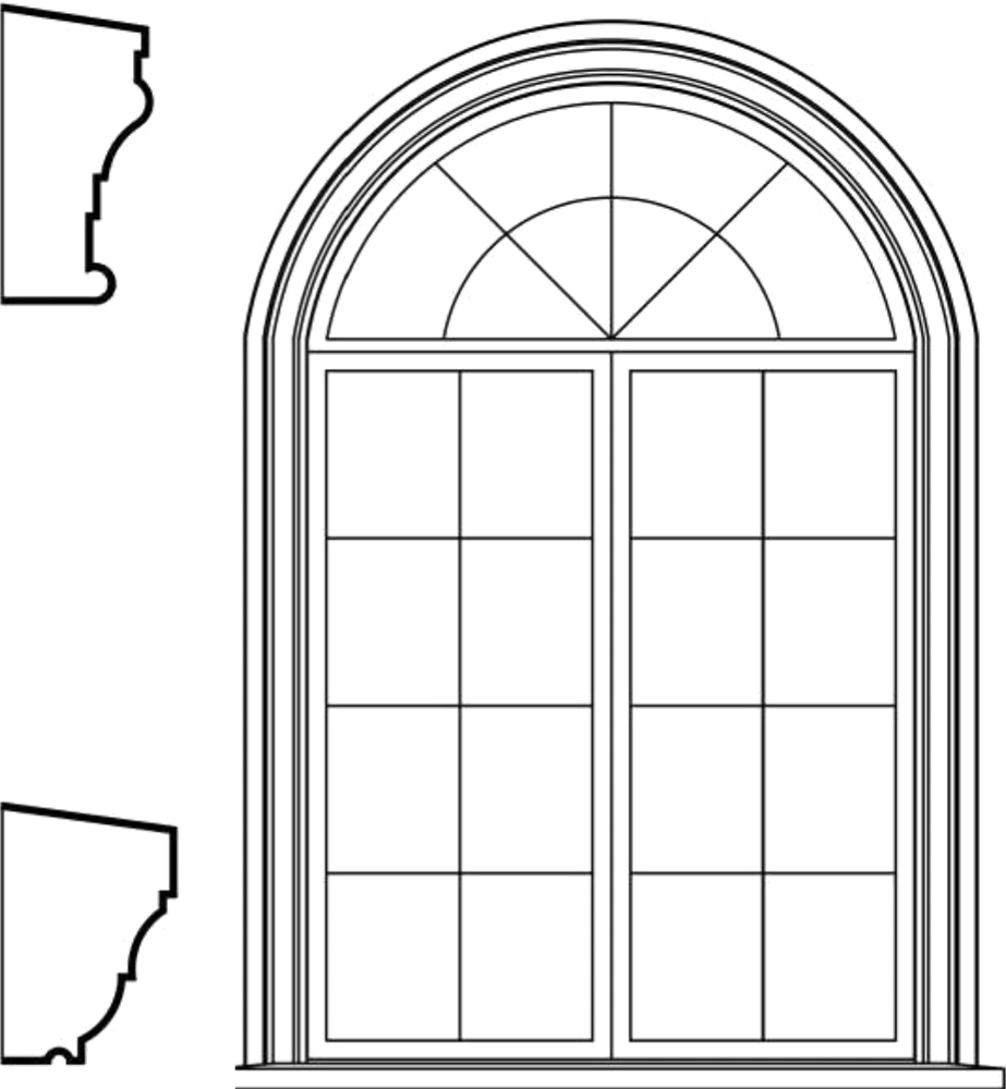 WACA21s4 arched window EPS window and door accent moulding, sill style s4