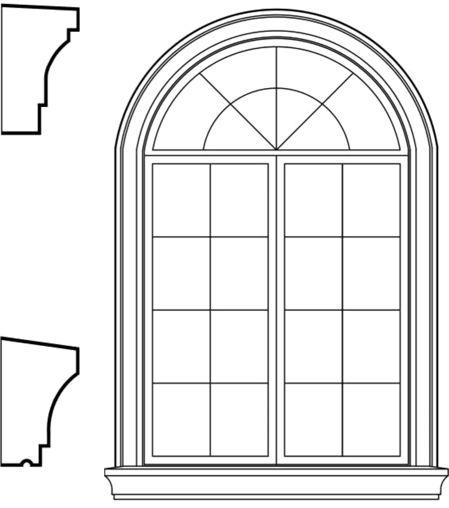 WACA2s1 arched window EPS window and door accent moulding, sill style s1