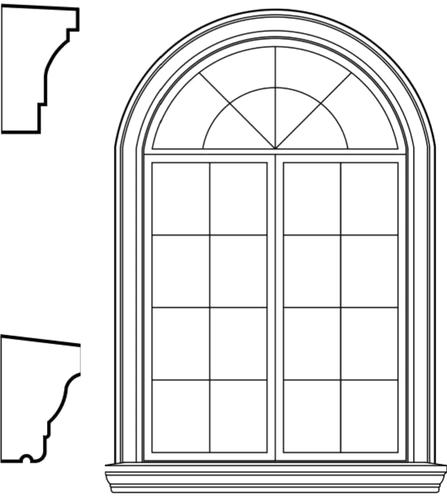 WACA2s2 arched window EPS window and door accent moulding, sill style s2