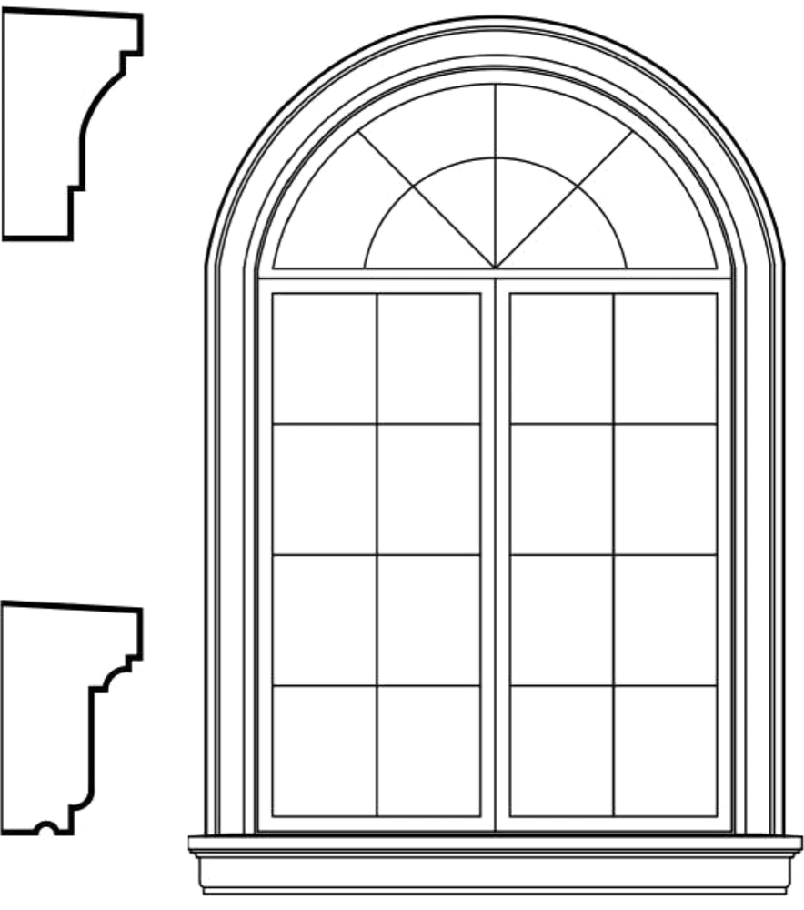 WACA2s3 arched window EPS window and door accent moulding, sill style s3