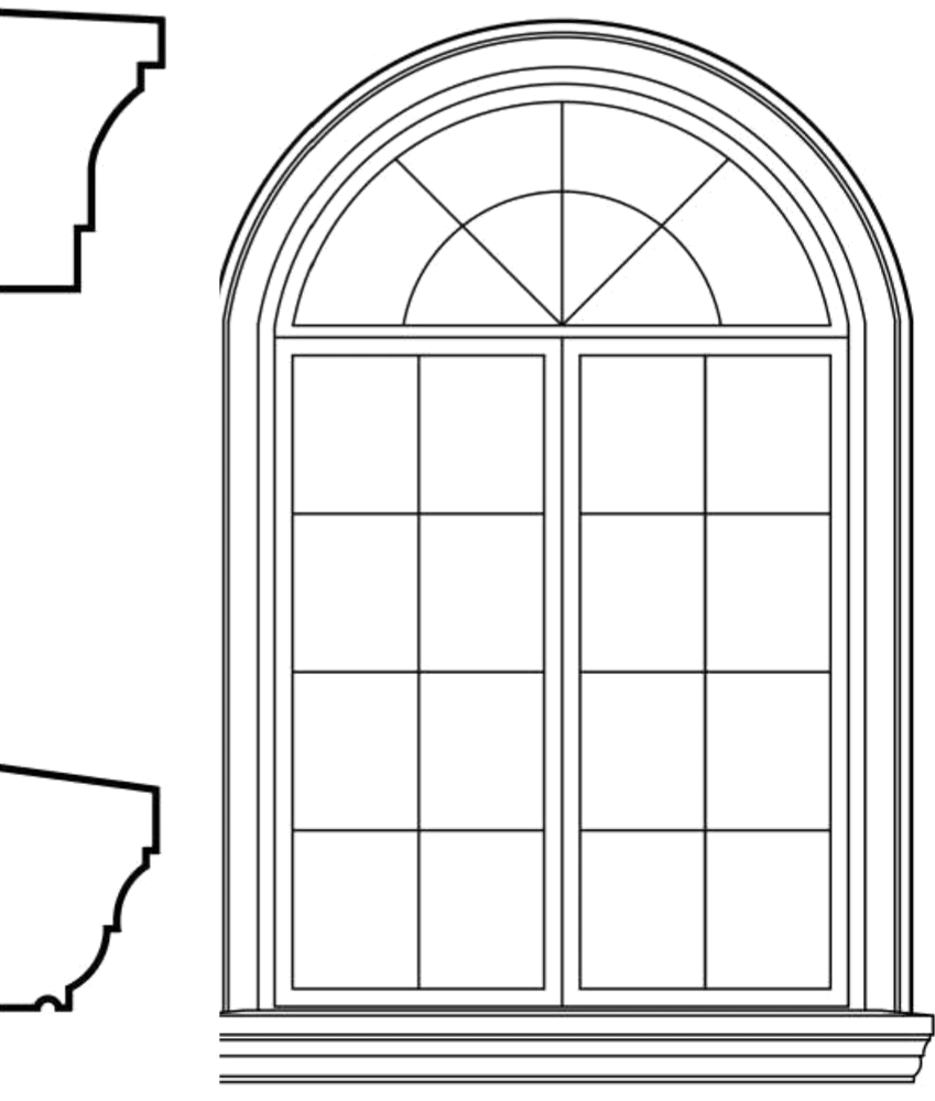 WACA2s4 arched window EPS window and door accent moulding, sill style s4