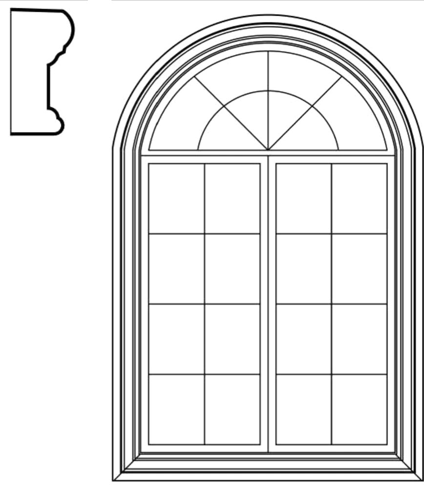 WACA3 arched window EPS window and door accent moulding, base (no sill)