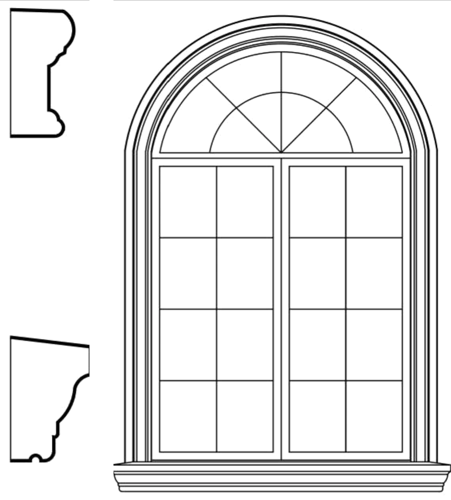 WACA3s2 arched window EPS window and door accent moulding, sill style s2