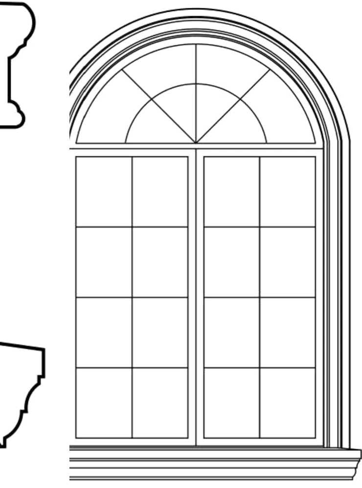 WACA3s4 arched window EPS window and door accent moulding, sill style s4