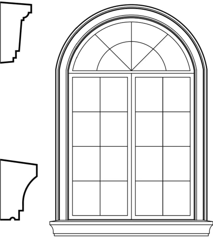 WACA4s1 arched window EPS window and door accent moulding, sill style s1