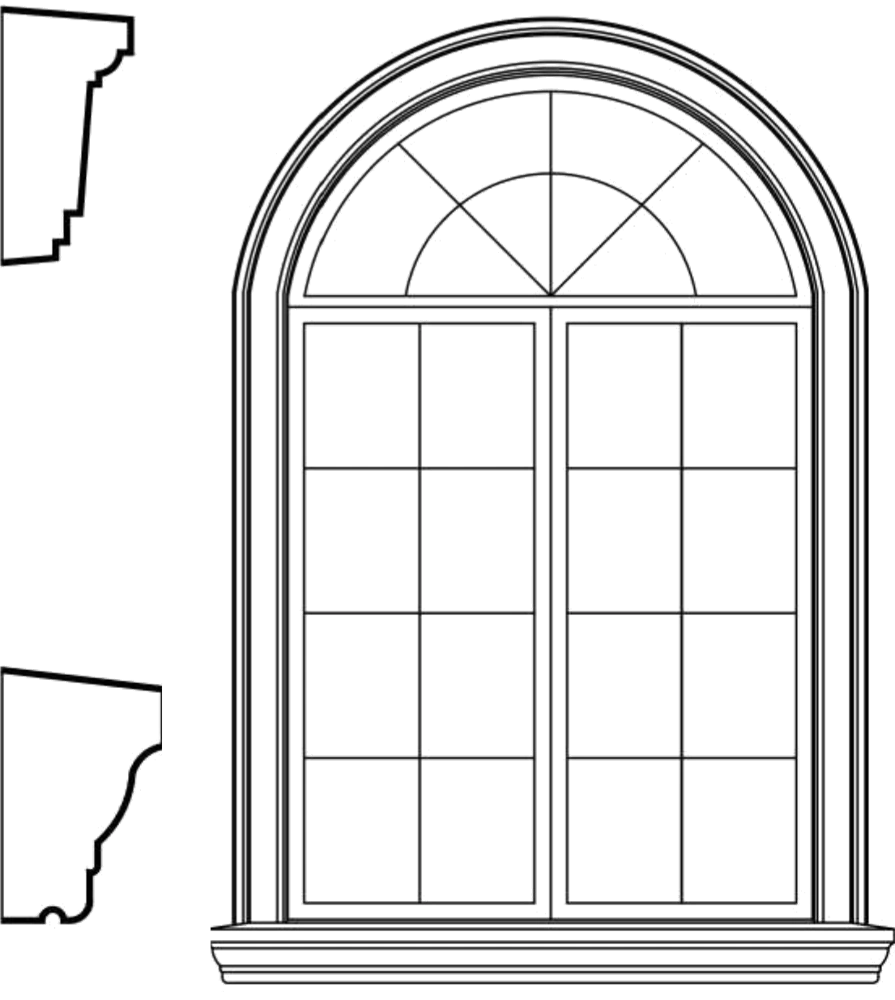 WACA4s2 arched window EPS window and door accent moulding, sill style s2
