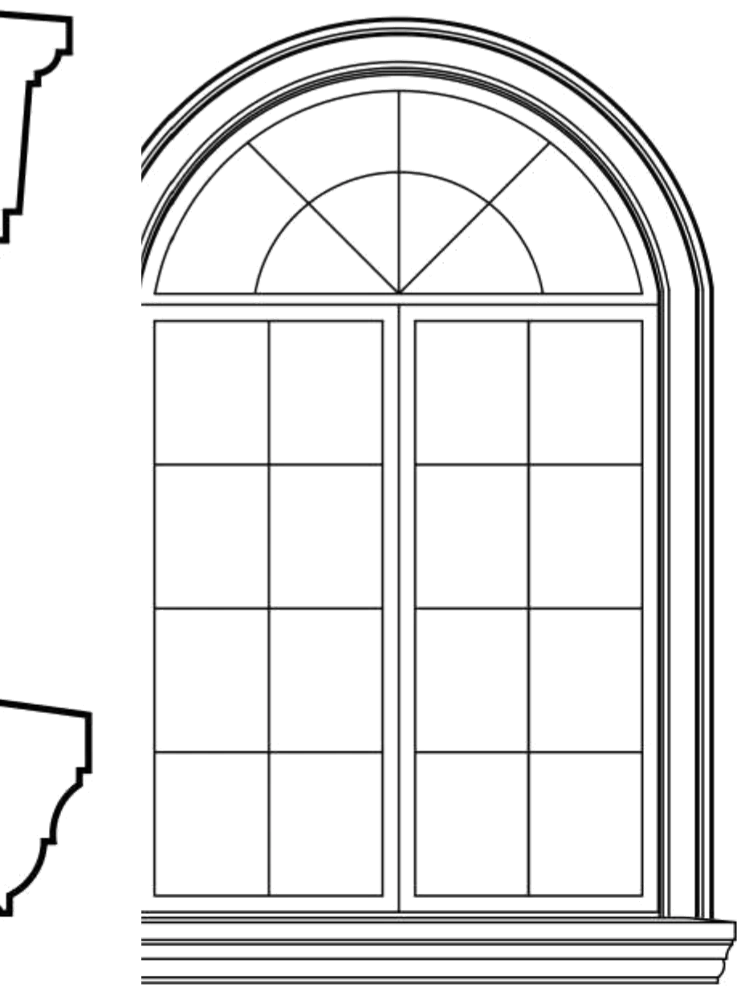 WACA4s4 arched window EPS window and door accent moulding, sill style s4
