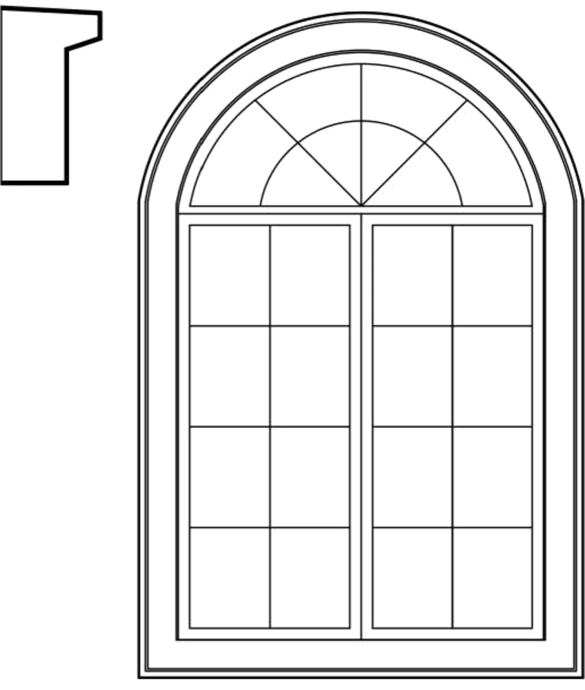 WACA7 arched window EPS window and door accent moulding, base (no sill)