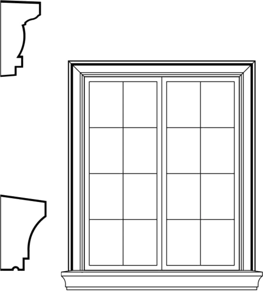WSCA1s1 square-top window EPS window and door accent moulding, sill style s1
