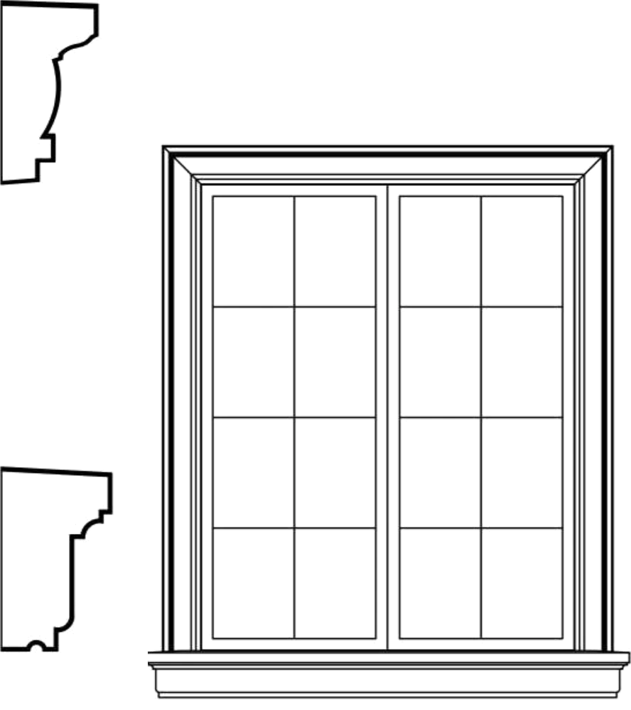 WSCA1s3 square-top window EPS window and door accent moulding, sill style s3