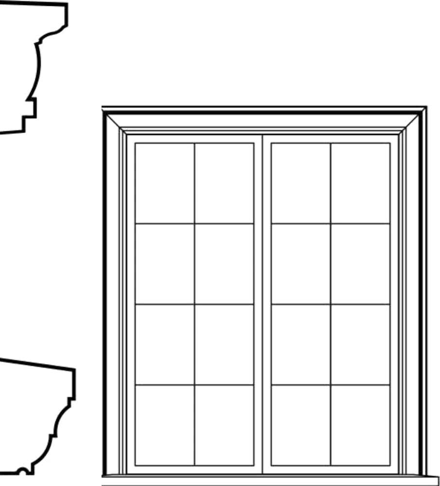 WSCA1s4 square-top window EPS window and door accent moulding, sill style s4