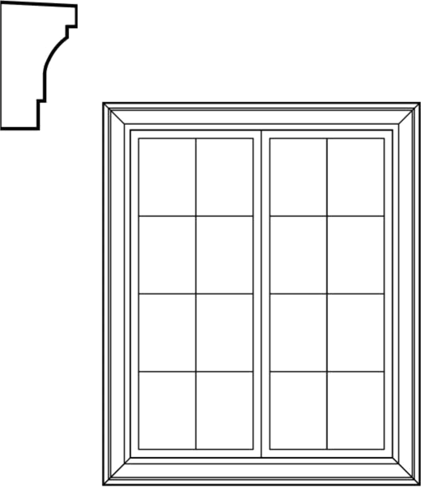 WSCA2 square-top window EPS window and door accent moulding, base (no sill)