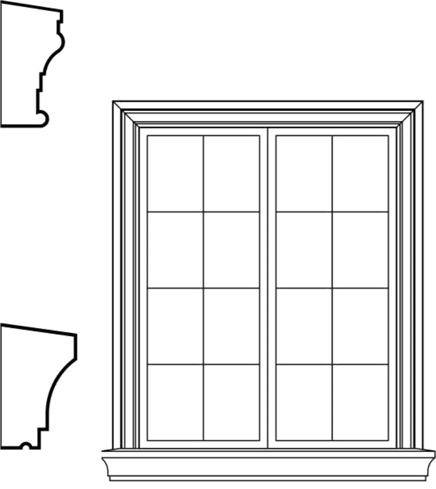 WSCA21s1 square-top window EPS window and door accent moulding, sill style s1