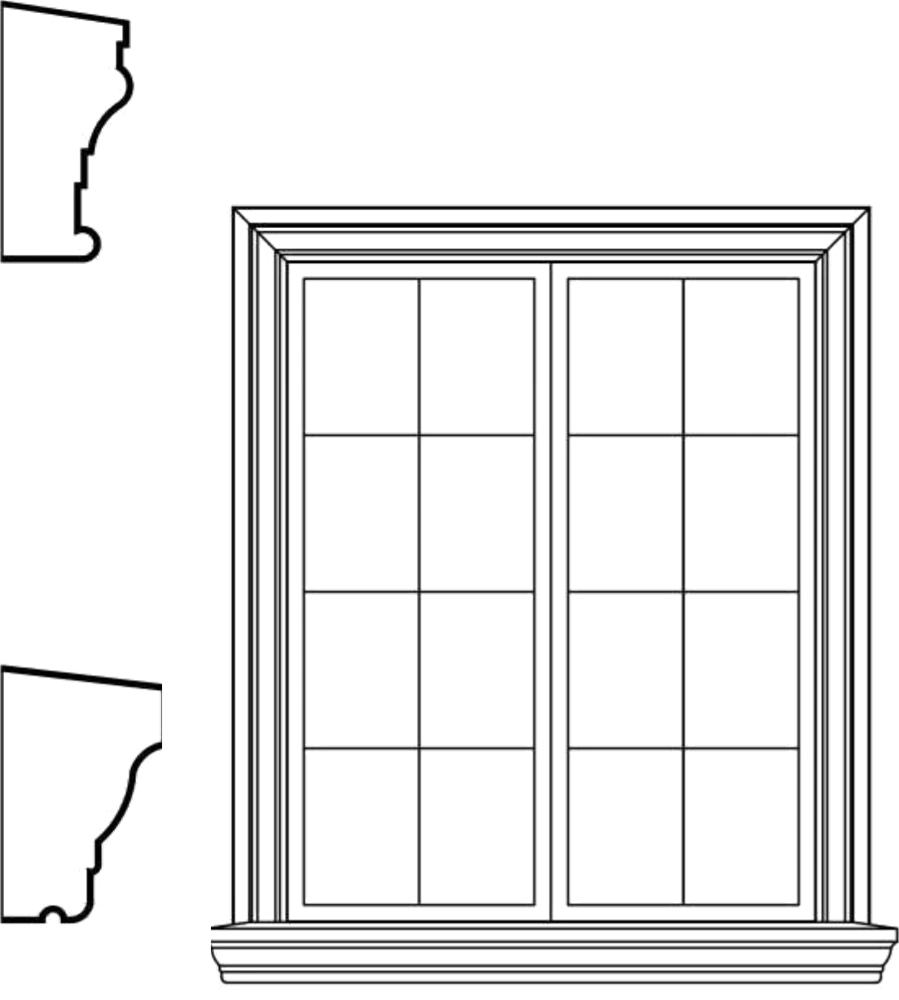 WSCA21s2 square-top window EPS window and door accent moulding, sill style s2