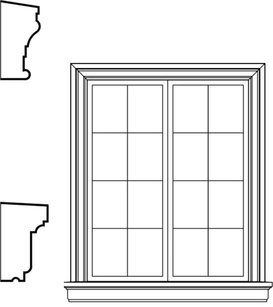 WSCA21s3 square-top window EPS window and door accent moulding, sill style s3