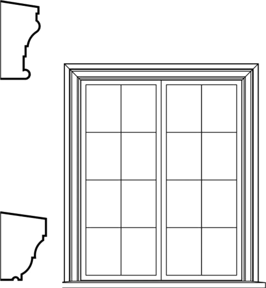 WSCA21s4 square-top window EPS window and door accent moulding, sill style s4