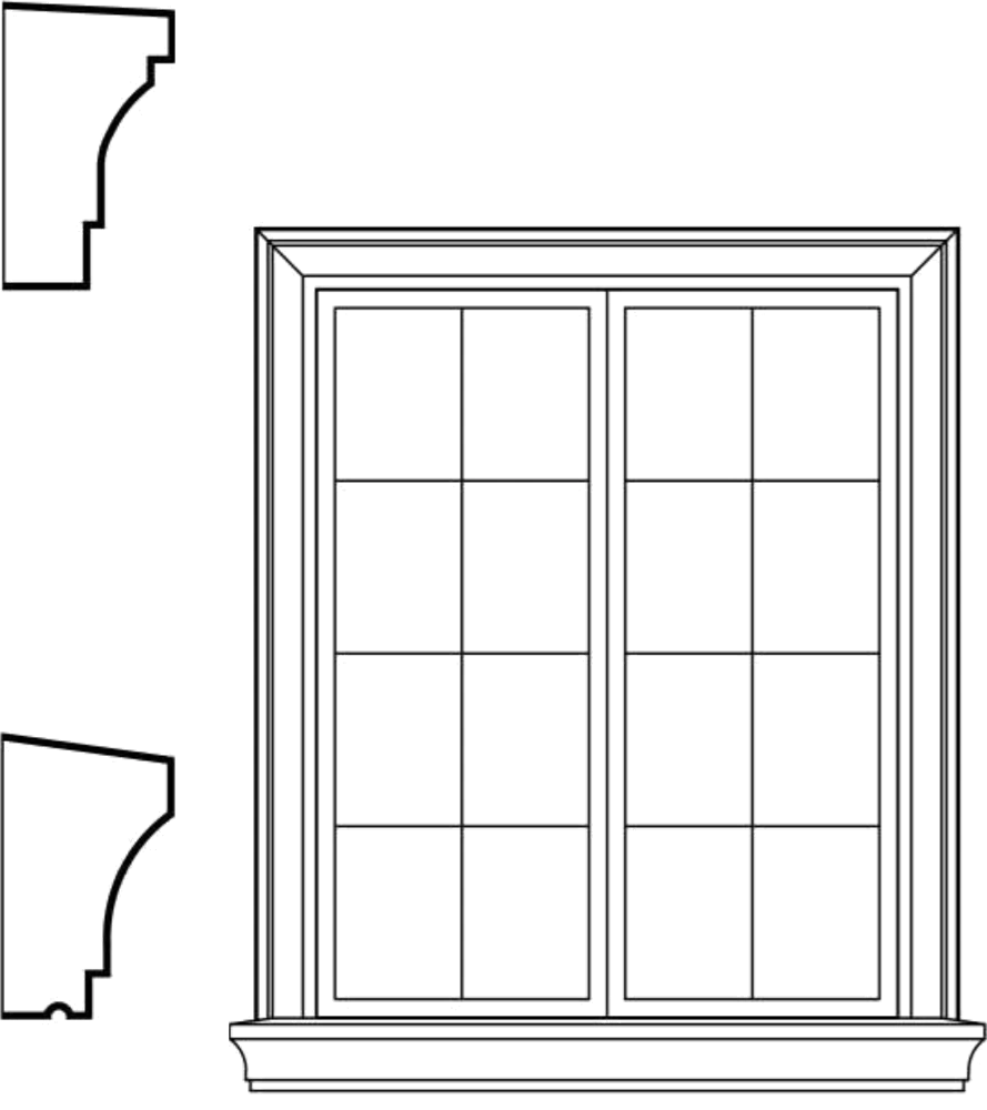 WSCA2s1 square-top window EPS window and door accent moulding, sill style s1