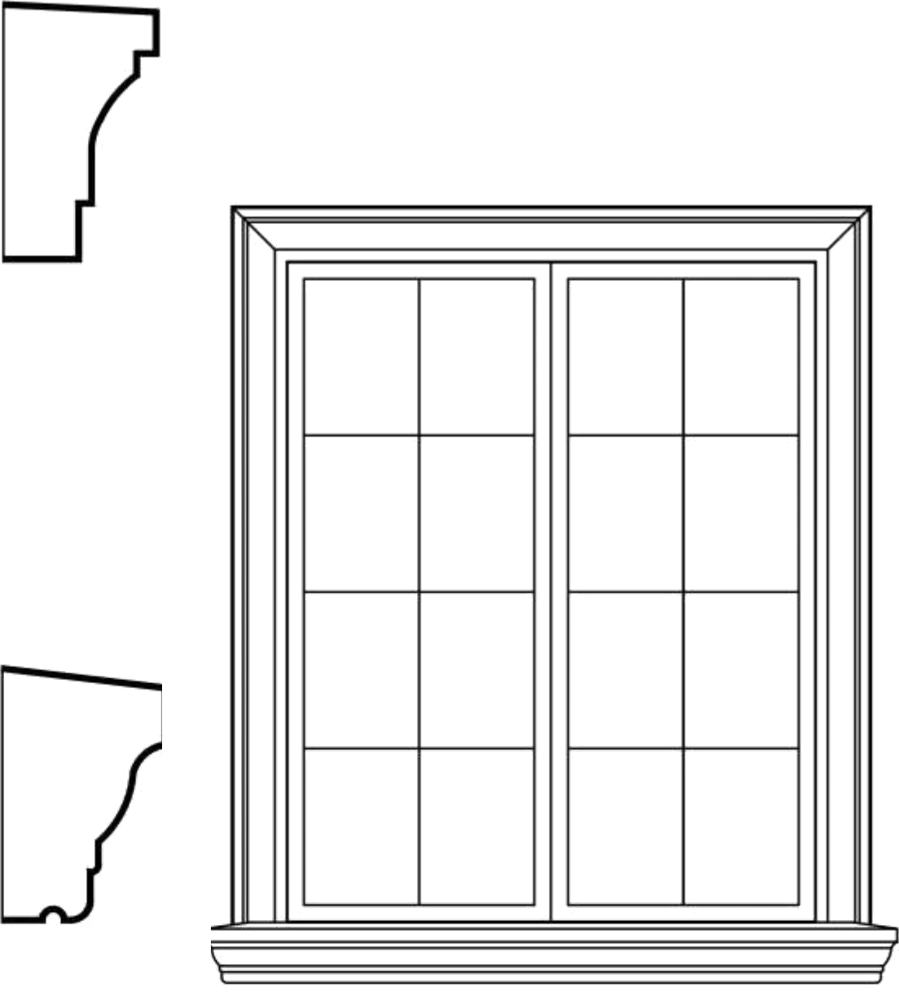 WSCA2s2 square-top window EPS window and door accent moulding, sill style s2
