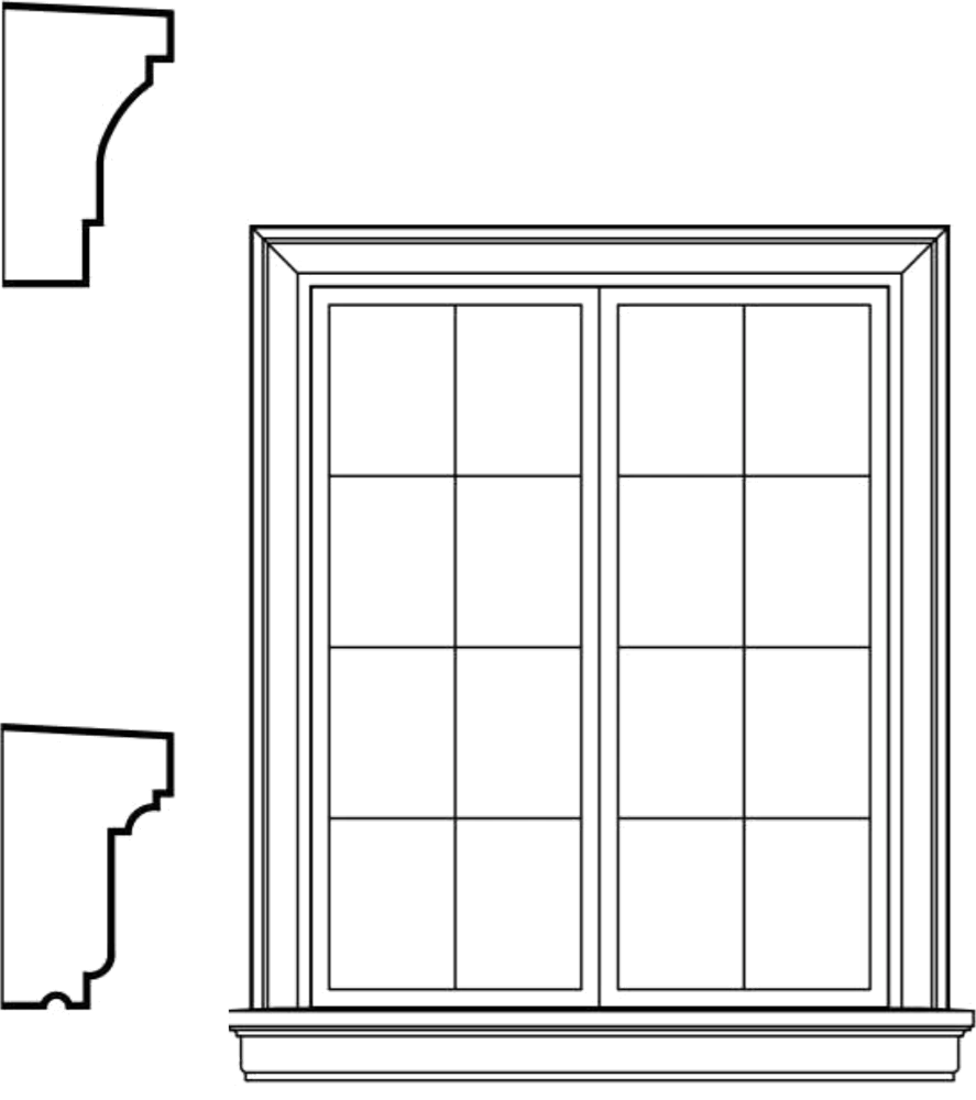 WSCA2s3 square-top window EPS window and door accent moulding, sill style s3