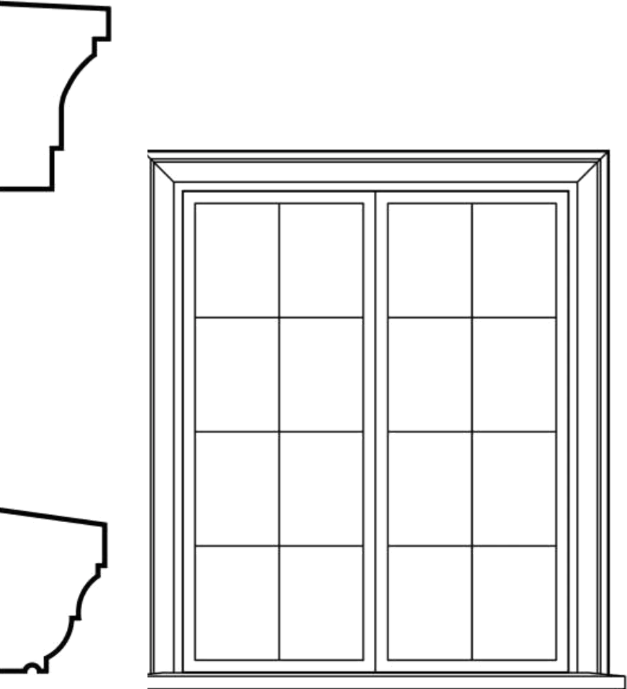 WSCA2s4 square-top window EPS window and door accent moulding, sill style s4
