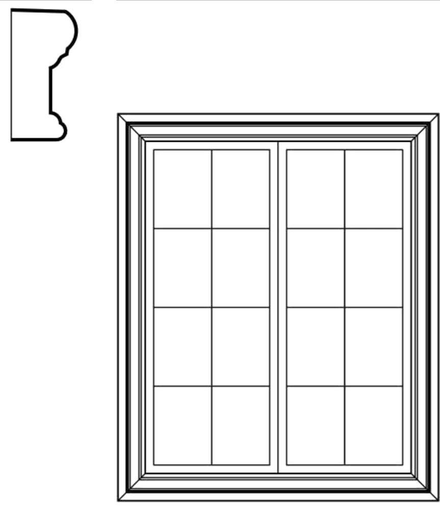 WSCA3 square-top window EPS window and door accent moulding, base (no sill)
