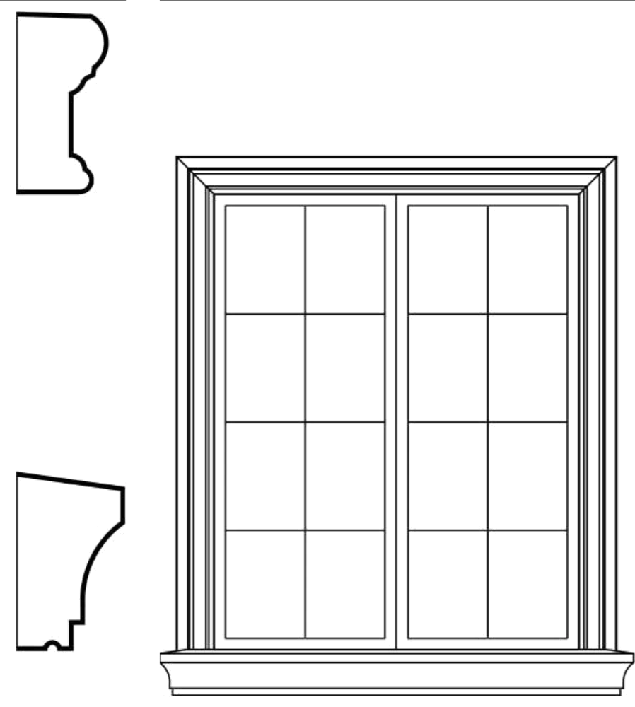 WSCA3s1 square-top window EPS window and door accent moulding, sill style s1