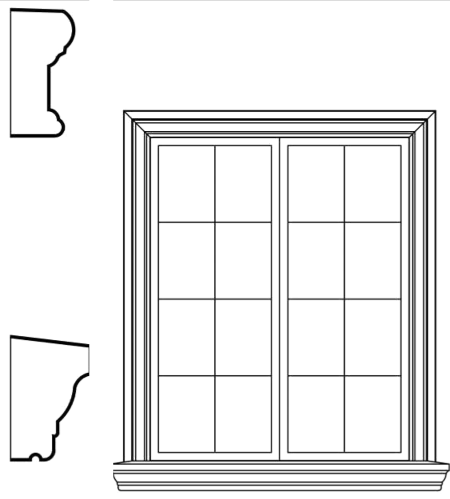 WSCA3s2 square-top window EPS window and door accent moulding, sill style s2
