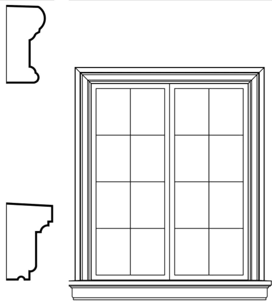WSCA3s3 square-top window EPS window and door accent moulding, sill style s3