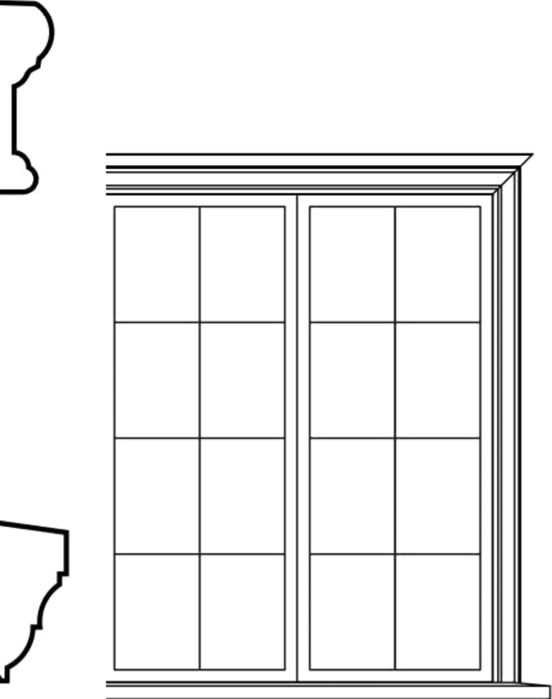 WSCA3s4 square-top window EPS window and door accent moulding, sill style s4
