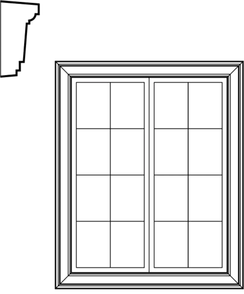 Square-top window EPS accent moulding profile