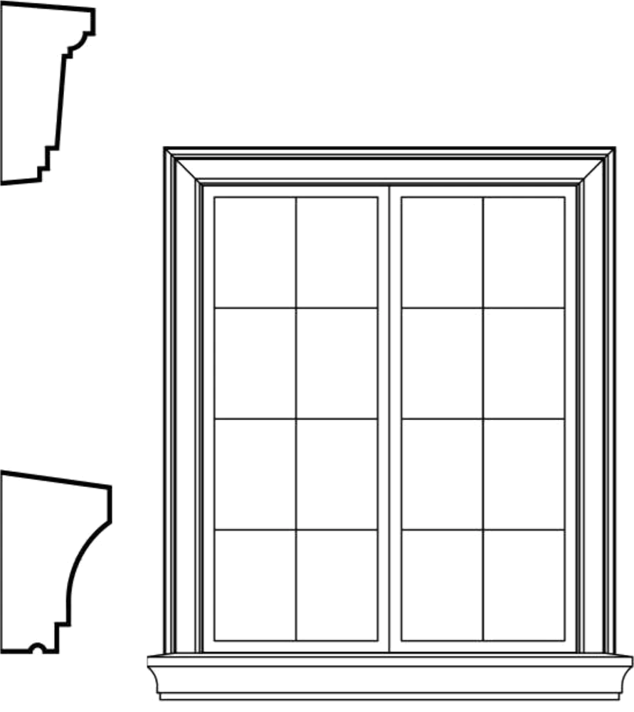 WSCA4s1 square-top window EPS window and door accent moulding, sill style s1