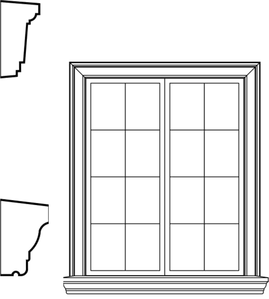 WSCA4s2 square-top window EPS window and door accent moulding, sill style s2