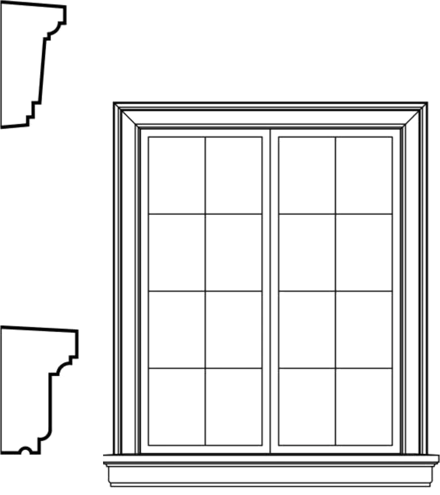 WSCA4s3 square-top window EPS window and door accent moulding, sill style s3