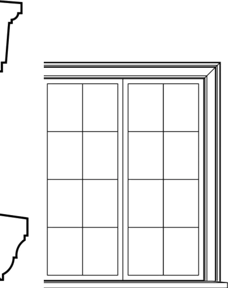 WSCA4s4 square-top window EPS window and door accent moulding, sill style s4