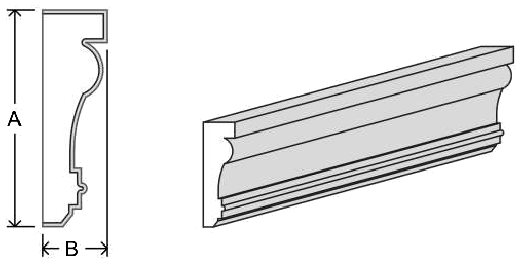 EPS mid-band profile for horizontal facade divisions