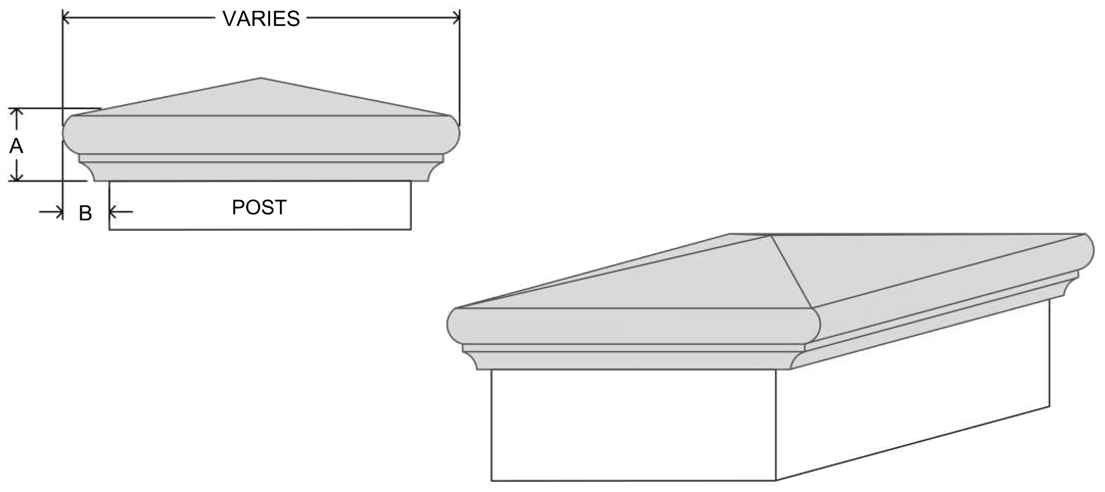 pc2-44 post cap EPS profile, moulding